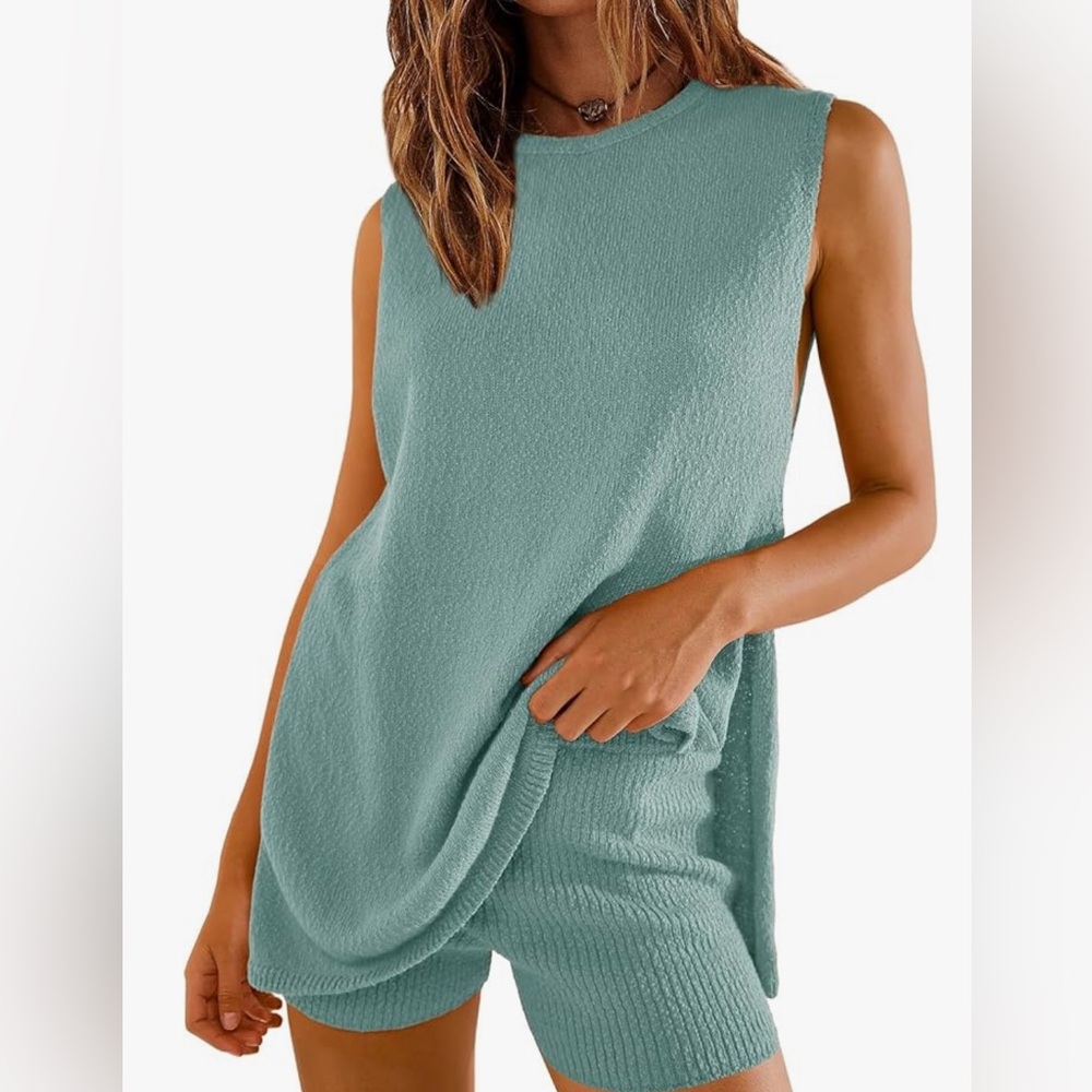 Free People Beach Sleeveless Top and Shorts Set Lake Green(?) XS